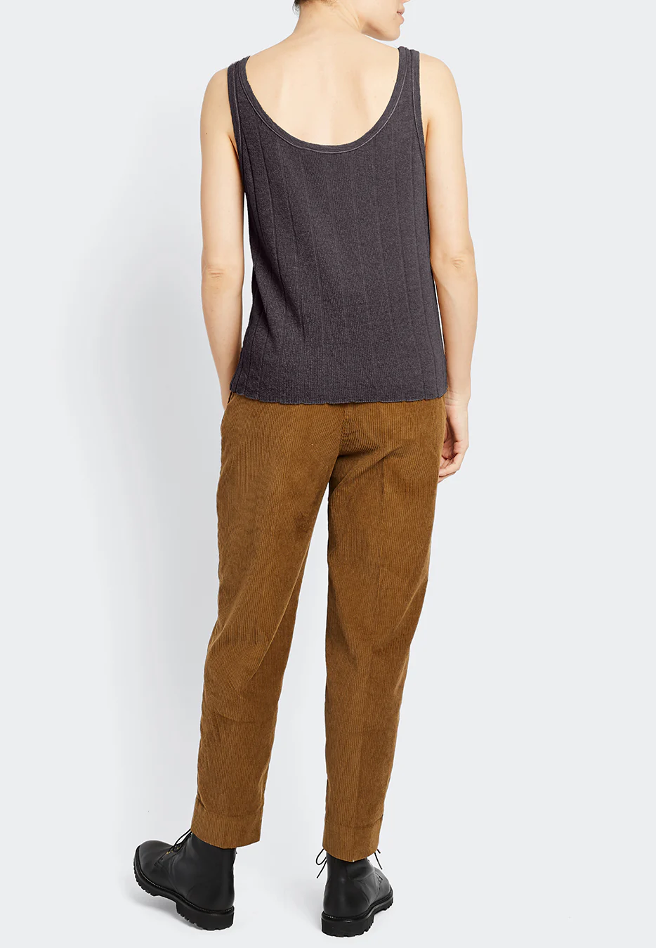 100% Cashmere Stripe Textured Tank - Image 3