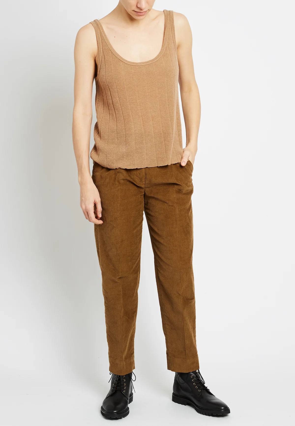 100% Cashmere Stripe Textured Tank - Image 4