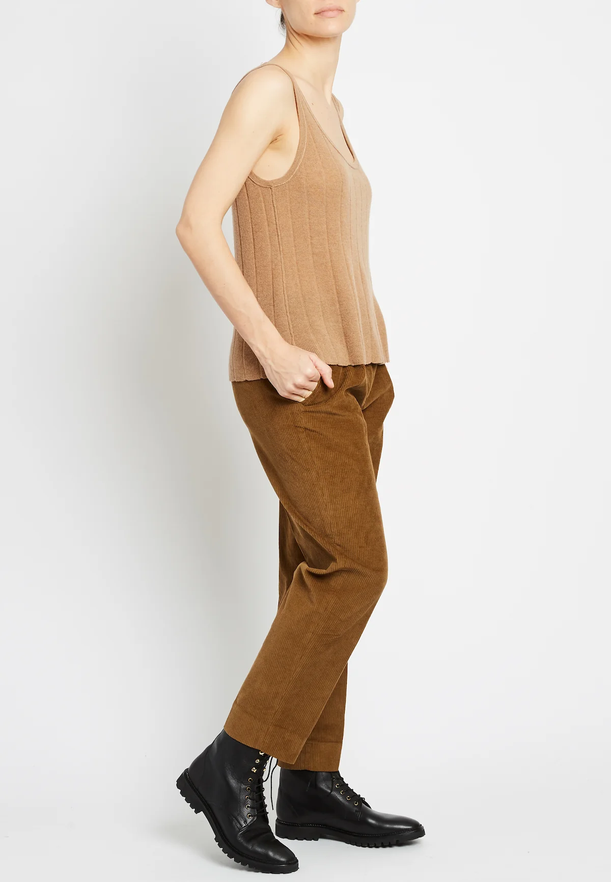 100% Cashmere Stripe Textured Tank - Image 5