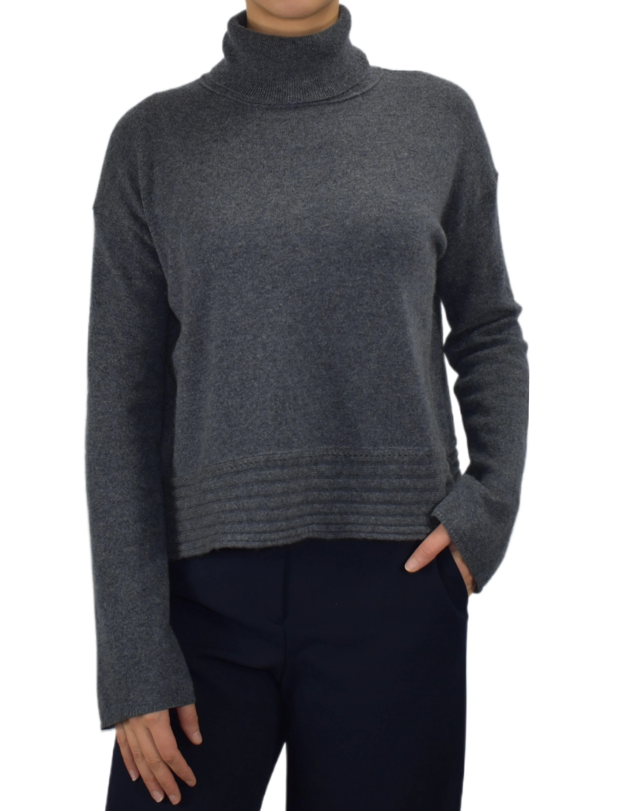 100% Cashmere Rib Hem Turtleneck - Image 3
