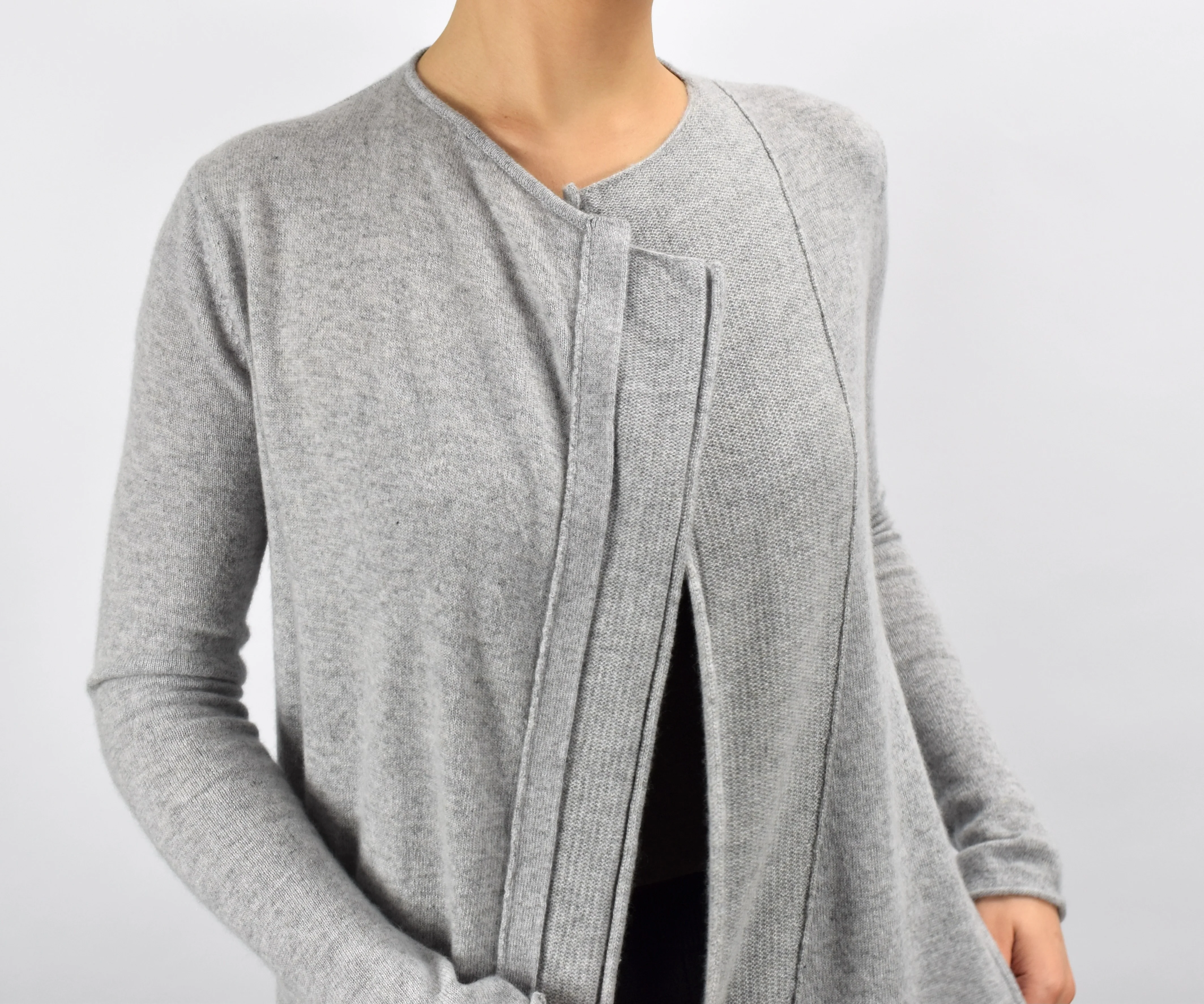 Super Soft 100% Cashmere Asymmetrical Duster - Image 4