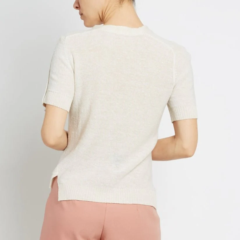 Cashmere Linen Blend Ribbed Tee - Image 3