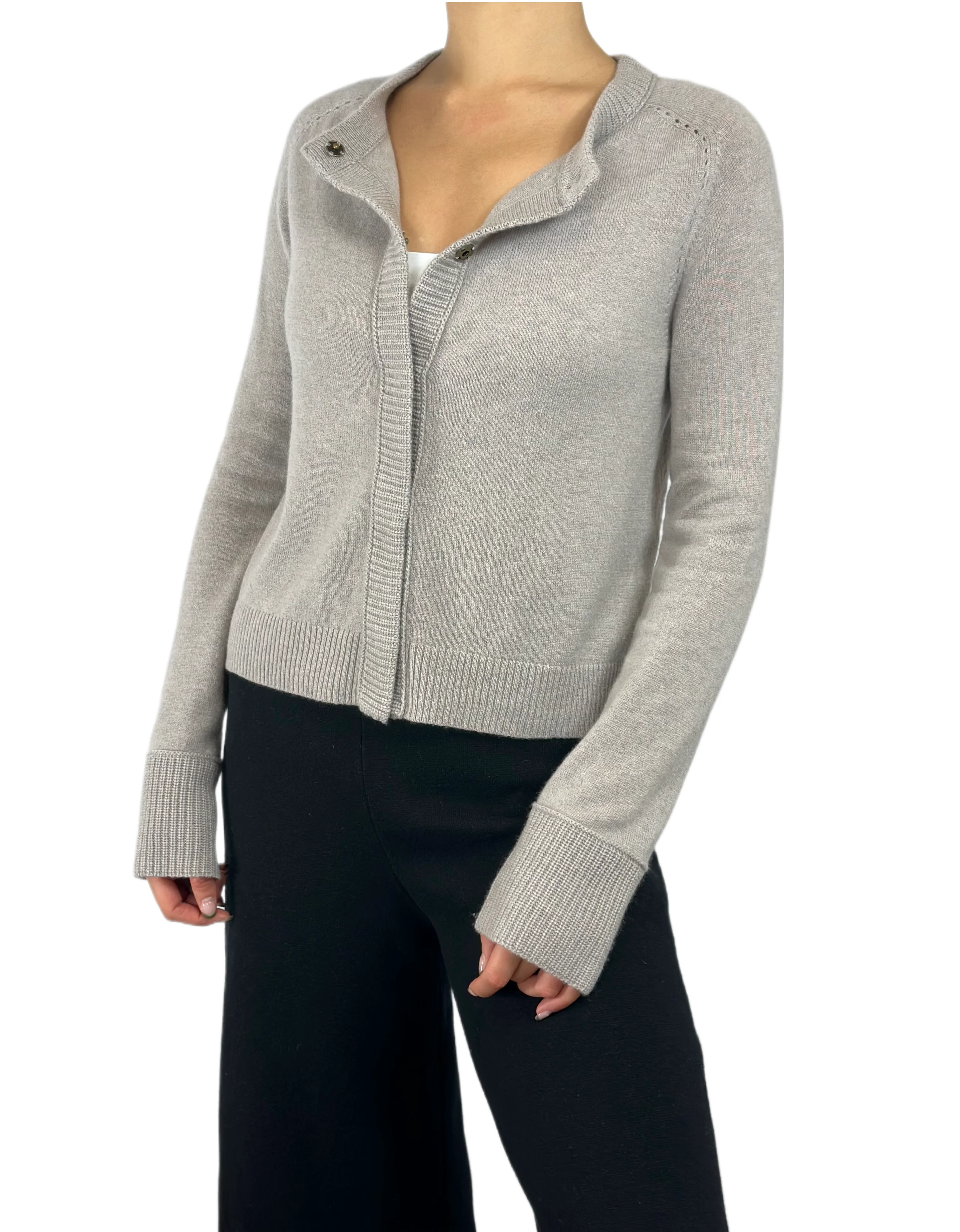 100% Cashmere Snap Buttons Cardigan - Image 3