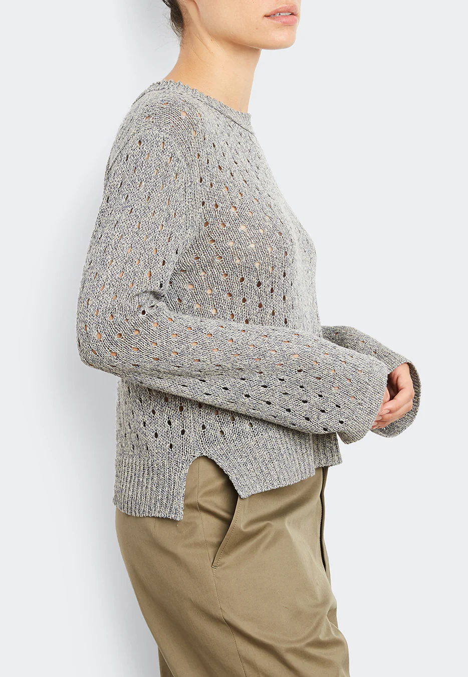 Linen Blend Pointelle Pullover - Image 3